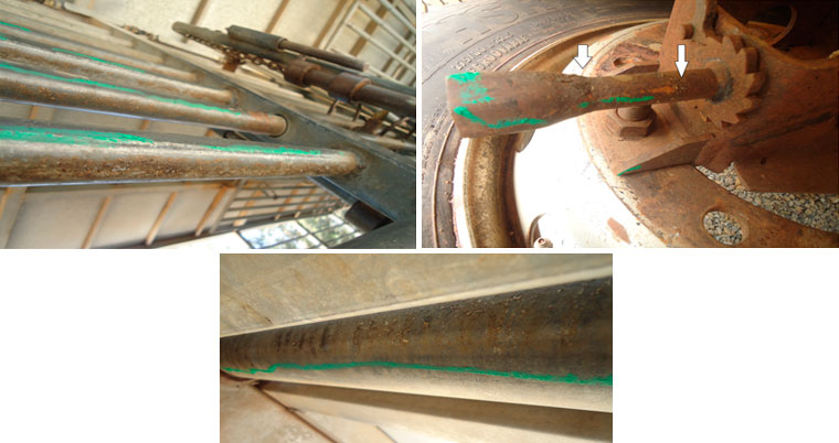 Foto 5: Utilizzo di gesso colorato per contrassegnare le aree da ripulire nuovamente.