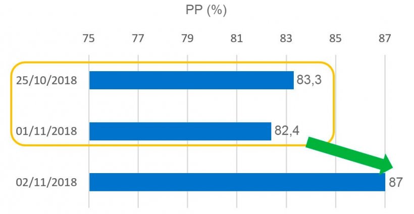 Grafico 6. Portata al Parto (PP) relativa alle coperture nel periodo della festa di Ognissanti 1&deg; Novembre
