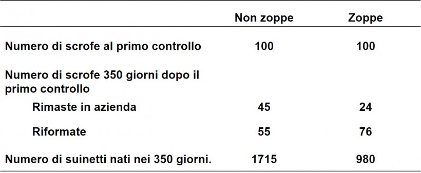 Effetto della zoppia sulla produttività