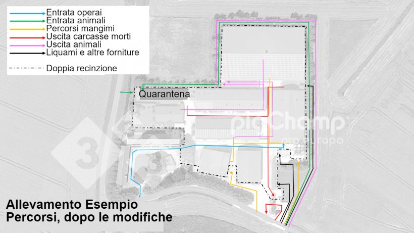 Immagine 3. Percorsi delle movimentazioni, dopo la riprogettazione dei&nbsp;percorsi.
