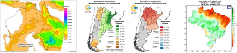 Mappa 2. Previsioni climatiche nell&#39;emisfero sud (fonte: www.smn.gob.ar)
