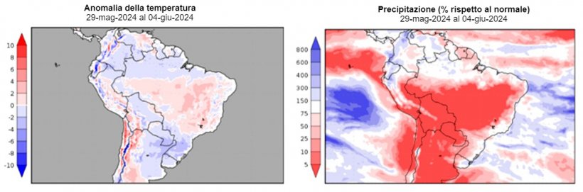 Previsioni climatiche nell&#39;emisfero sud (fonte: www.smn.gob.ar)
