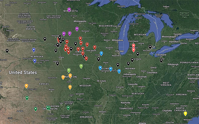 Dislocamento nello Stato di Iowa. Fonte:&nbsp;https://www.ipic.iastate.edu/
