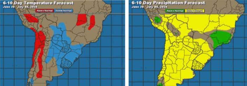 Previsioni climatiche nell&#39;emisfero sud (fonte: www.smn.gob.ar)
