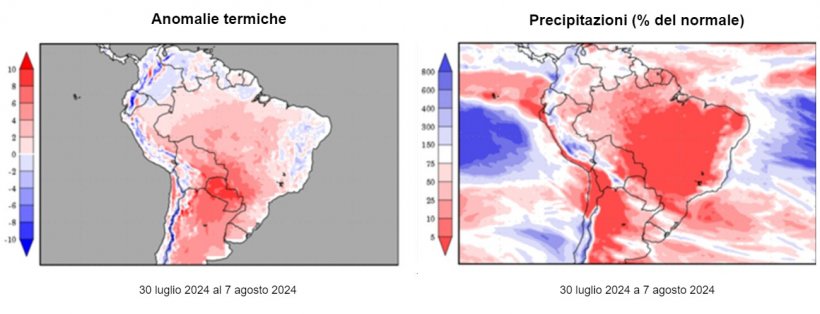 Previsioni climatiche nell&rsquo;emisfero sud (fonte: Grads/Cola)
