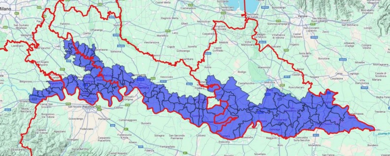 Asse fluviale del Po e  lungo l’asse fluviale dei diversi fiumi che attraversano queste provincie (Fiume Oglio, Fiume Adda, ecc) sono le aree prioritarie di contenimento