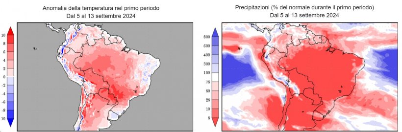 Carta 2. Previsioni climatiche nell&#39;emisfero sud (fonte: Grads/Cola)
