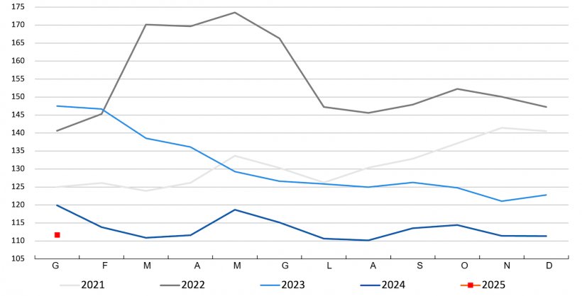 Indice FAO dei prezzi dei cereali. Fonte: FAO.
