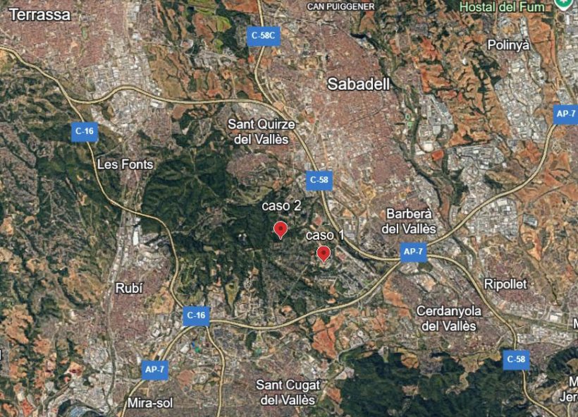 Figura 1. Area prevalentemente urbana con bassa densità di allevamenti di suini.