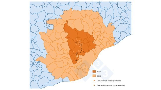 Mappa dei nuovi focolai di peste suina africana in Spagna