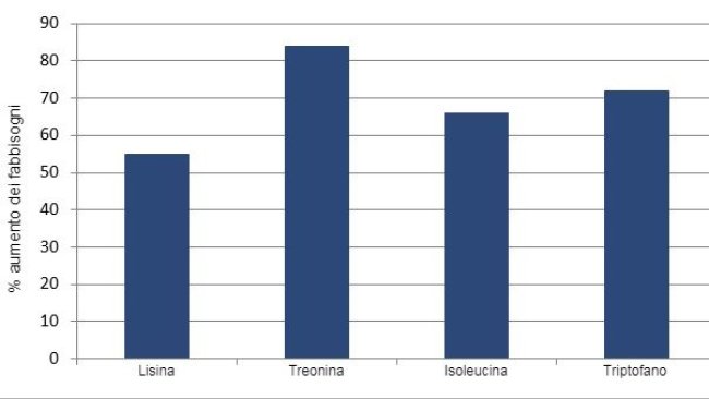 % di aumento degli amminoacidi SID da metà fino alla fine della gestazione in base alla revisione della letteratura attuale.