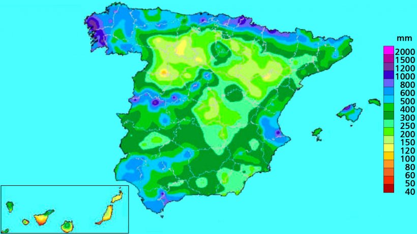 Immagine 4: Precipitazione accumulata nell&#39;anno idrologico. Fonte: AEMET
