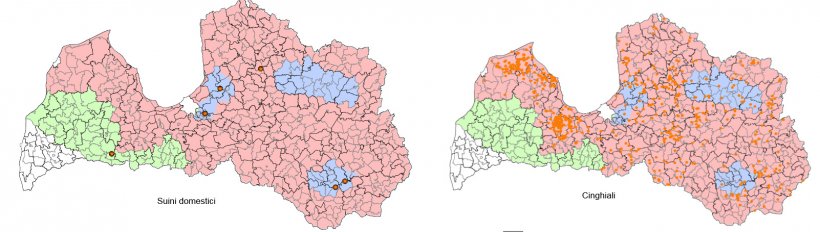 Situazione epidemiologica della PSA in Lettonia dal 1&deg; gennaio al 17 settembre 2017. (Fonte: Food and Veterinary Service. Republic of Latvia)
