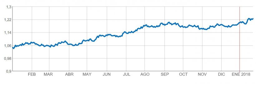 Figura 1. Evoluzione &euro;/$ da gennaio 2017 ad oggi
