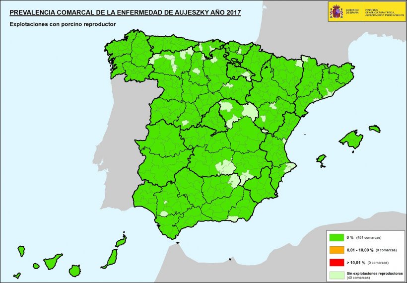 Mappa nazionale delle prevalenze nelle aziende con animali da riproduzione nel 2017.
