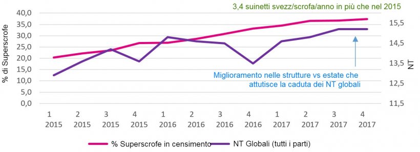 Grafico 2. Percentuale di superscrofe e nati totali globali
