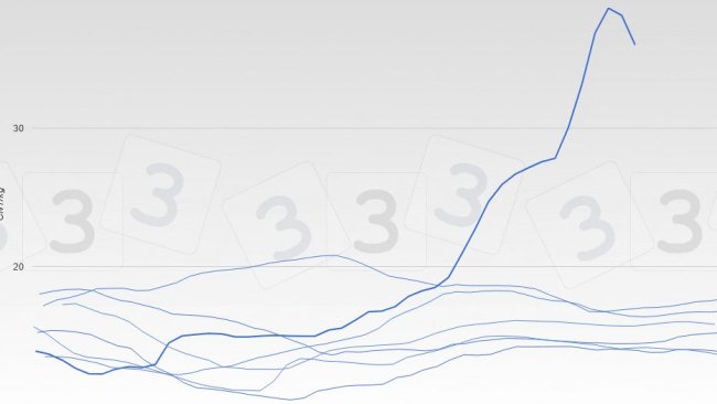 Evoluzione del prezzo del suino in Cina (peso vivo).